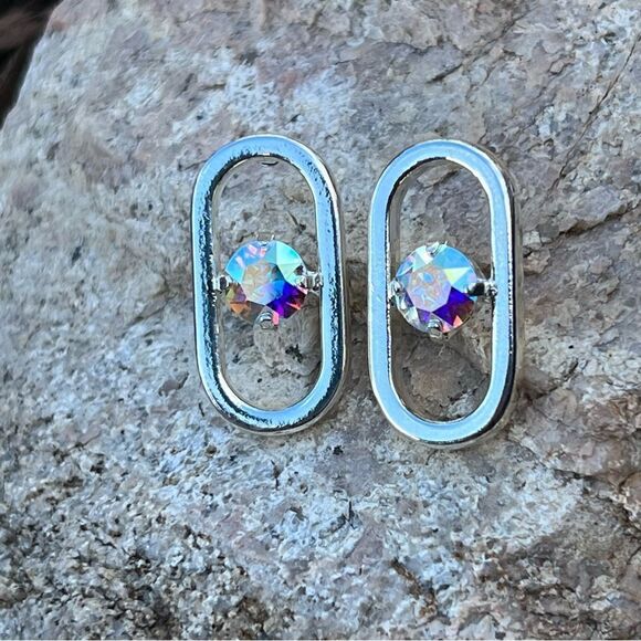 Handcrafted earrings with AB Swarovski crystal - Picture 2 of 7